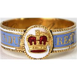 Fine enamel over gold ladies ring
