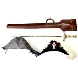 Collection of 2 fraternal items includes sword
