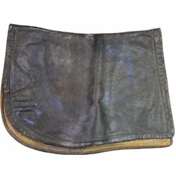 Early black leather military saddle blanket