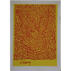 Keith Haring, Red & Yellow Bunny, Serigraph