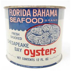 VINTAGE FLORIDA BAHAMA OYSTERS ADVERTISING TIN