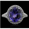 Image 1 : 14K WHITE GOLD TANZANITE & DIAMOND LADIES RING