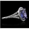 Image 2 : 14K WHITE GOLD TANZANITE & DIAMOND LADIES RING