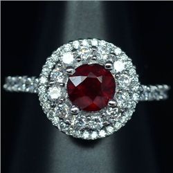 WHITE GOLD OVER STERLING SILVER PINK RUBY RING