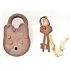 Image 2 : SMALL CAST IRON LOCK WITH PONY EXPRESS TAG & KEYS