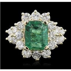 14K GOLD EMERALD & DIAMOND LADIES RING