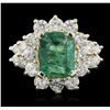 Image 1 : 14K GOLD EMERALD & DIAMOND LADIES RING