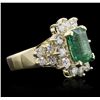 Image 2 : 14K GOLD EMERALD & DIAMOND LADIES RING