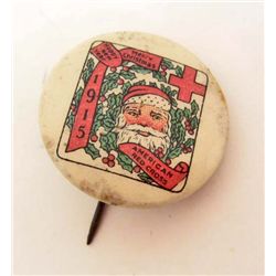 1915 RED CROSS SANTA CHRISTMAS CELLULOID PINBACK BUTTON