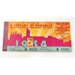 1934 CHICAGO WORLD'S FAIR TICKET BOOK