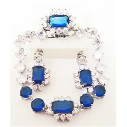 18K WHITE GOLD FILLED SAPPHIRE JEWELRY SET