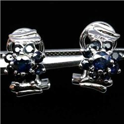WHITE GOLD OVER STERLING SILVER BLUE SAPPHIRE EARRINGS