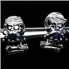 Image 1 : WHITE GOLD OVER STERLING SILVER BLUE SAPPHIRE EARRINGS