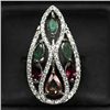 Image 1 : STERLING SILVER SAPPHIRE RHODOLITE & EMERALD RING