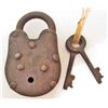 Image 1 : SMALL CAST IRON LOCK WITH NY INSANE ASYLUM TAG & KEYS