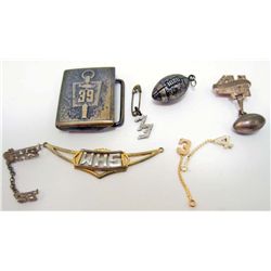 LOT OF 7 PCS. VINTAGE HIGH SCHOOL SOUVENIR JEWELRY