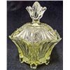 Image 1 : VINTAGE YELLOW ART GLASS CANDY DISH WITH LID