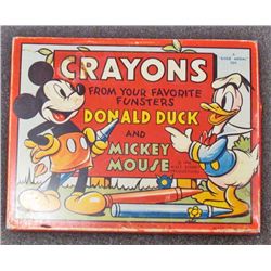 1946 WALT DISNEY MICKEY & DONALD METAL CRAYON BOX