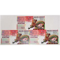 LOT OF 3 CANBERRA CURRENCY 2012 50 DOLLARS