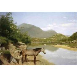 Patrick Hennessy RHA (1915-1980) PONY ON THE STRAND signed lower left oil on canvas 64 by 89cm., ...