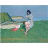 Patrick Leonard HRHA (b.1918) MOTHER AND CHILD BY SEASIDE signed lower left oil on board 51 by 61...