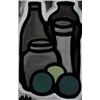 Markey Robinson (1918-1999) STILL LIFE WITH BOTTLES AND GREEN FRUIT signed lower left gouache on ...