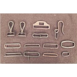 13 BRASS U.S. MILITARY BELT RETAINERS-EQUIP HOOKS