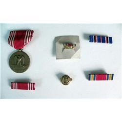 6 WWII LOT OF MEDAL + RIBBONS