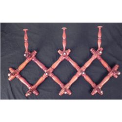 Antique Walnut Accordion Wall Rack Hat Hanger