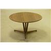 Image 1 : Soffbord på tredelad pelarfot i teak, etikett: V&S kvalitet No 31, H 51, diam. 90. SEK 1.000-1.50...