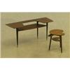 Image 1 : Hallmöbel i teak med svärtande ben, etikett: Tingströms Valdemarsvik, H 51, L 114. SEK 600-800...