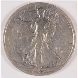 1921-D WALKING LIBERTY HALF DOLLAR, FINE
