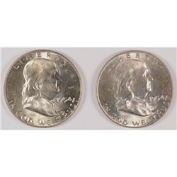 ( 2 ) 1954-D FRANKLIN HALF DOLLARS, BOTH MS-64 WHITE!