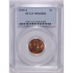 1939-S LINCOLN CENT PCGS MS-65 RD