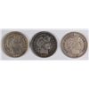 Image 1 : ( 3 ) BARBER DIMES, VF/XF, 1902, 1904, 1911