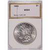 Image 1 : 1880 MORGAN SILVER DOLLAR, PCI MS-64 BLAST WHITE!  ( small crack in case )