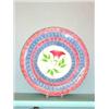 Image 1 : SPATTER BULL'S-EYE SOUP PLATE. Good red and blue bull's-eye rim with a red and green thistle in t…