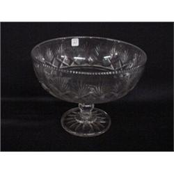 PITTSBURGH CUT GLASS COMPOTE. Clear with strawberry diamond and fan ...