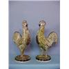 Image 1 : PAIR OF CHALK ROOSTERS. Solid figures with freestanding legs. Handpainted in greens, yellow, and …