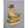 Image 2 : TWO DUCK PIPSQUEAKS. Papier-mache handpainted with blue heads and tails. The smaller is on a bask…