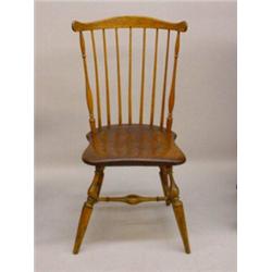 FANBACK WINDSOR SIDE CHAIR. Good form with baluster and ring turned legs and a stretcher base. Th…