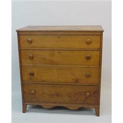 HEPPLEWHITE FOUR-DRAWER CHEST. Attributed to the Union Village Shakers. Walnut with mellow refini…