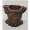 Image 1 : THREE PIECES OF SEWER TILE. Two are tree trunk shaped desk sets with three trunks each. The large…