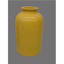 TWO PIECES OF YELLOWWARE. Both have impressed signatures underneath, "Hoganas". Tall jar with a f…