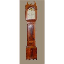 INLAID HEPPLEWHITE GRANDFATHER'S CLOCK. Refinished mahogany with poplar and pine secondary woods.…
