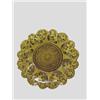 Image 1 : LACY GLASS SAUCE. Golden amber with scalloped edge and star center. 4 3/4"d.…