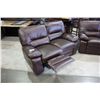 Image 2 : 3PC BROWN LEATHER RECLINING SOFA LOVESEAT AND CHAIR SET