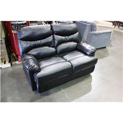 BLACK LEATHER RECLINING LOVE SEAT