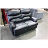 Image 1 : BLACK LEATHER RECLINING LOVE SEAT