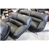 Image 2 : 3PC BLACK LEATHER RETRO SOFA LOVESEAT AND CHAIR SET